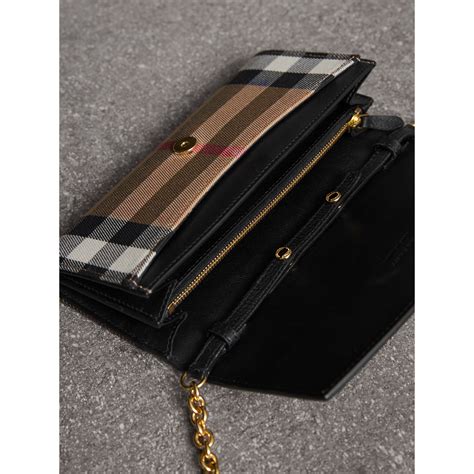 burberry house check leather wallet|burberry black wallet.